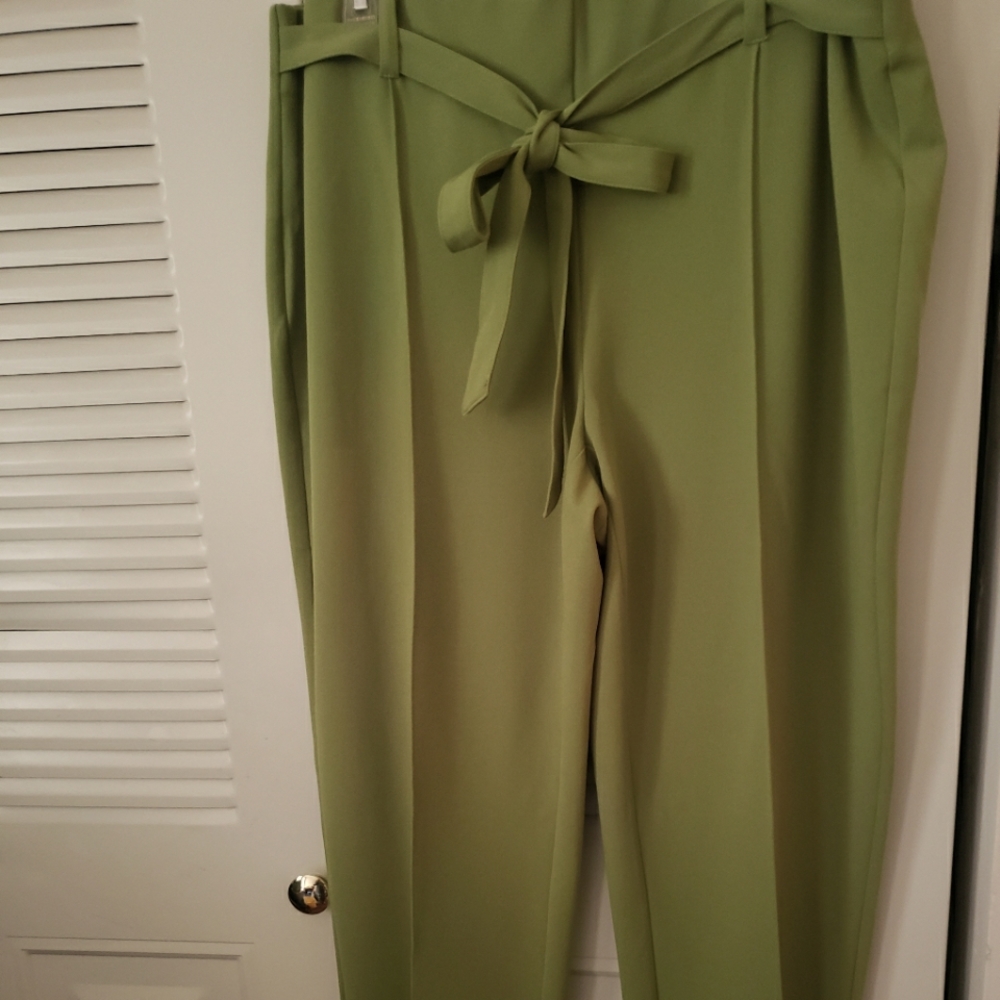 Stylish olive green pull on slacks
